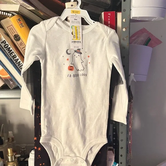 NWT Carters Fa-Boo-Lous Ghost Print Kids One Piece 12 mo - Picture 1 of 3